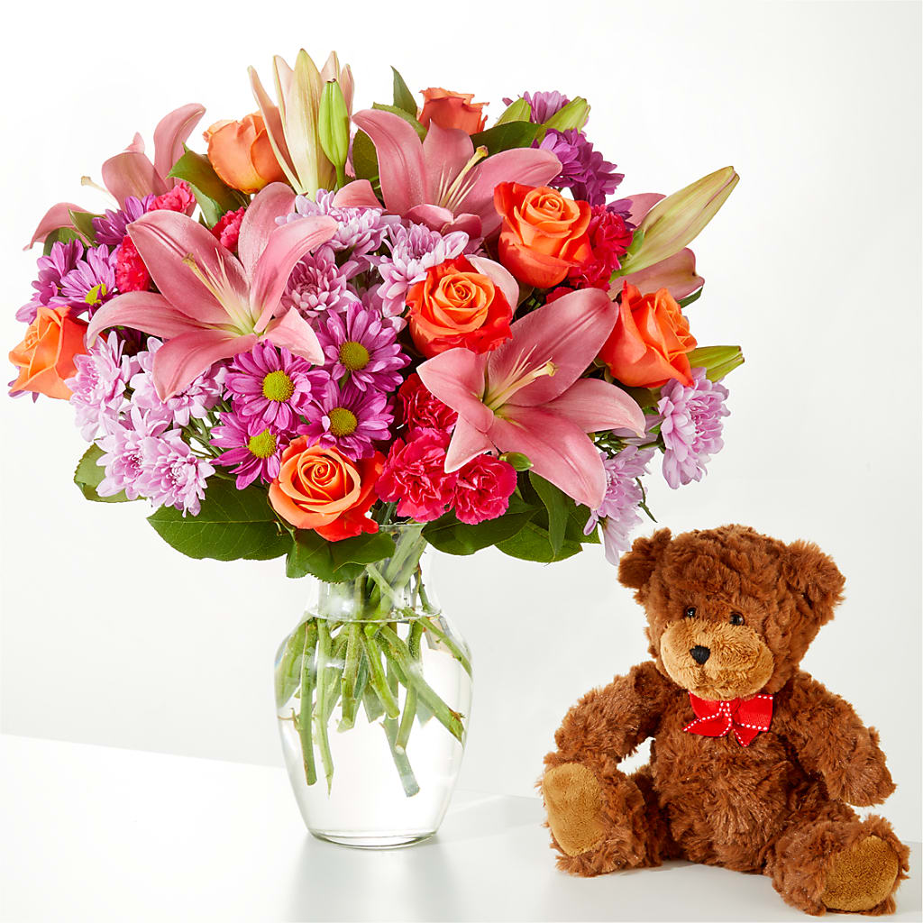 One and Only Bouquet and Bear Bundle – Elikonia Flores Y Eventos, San Juan PR