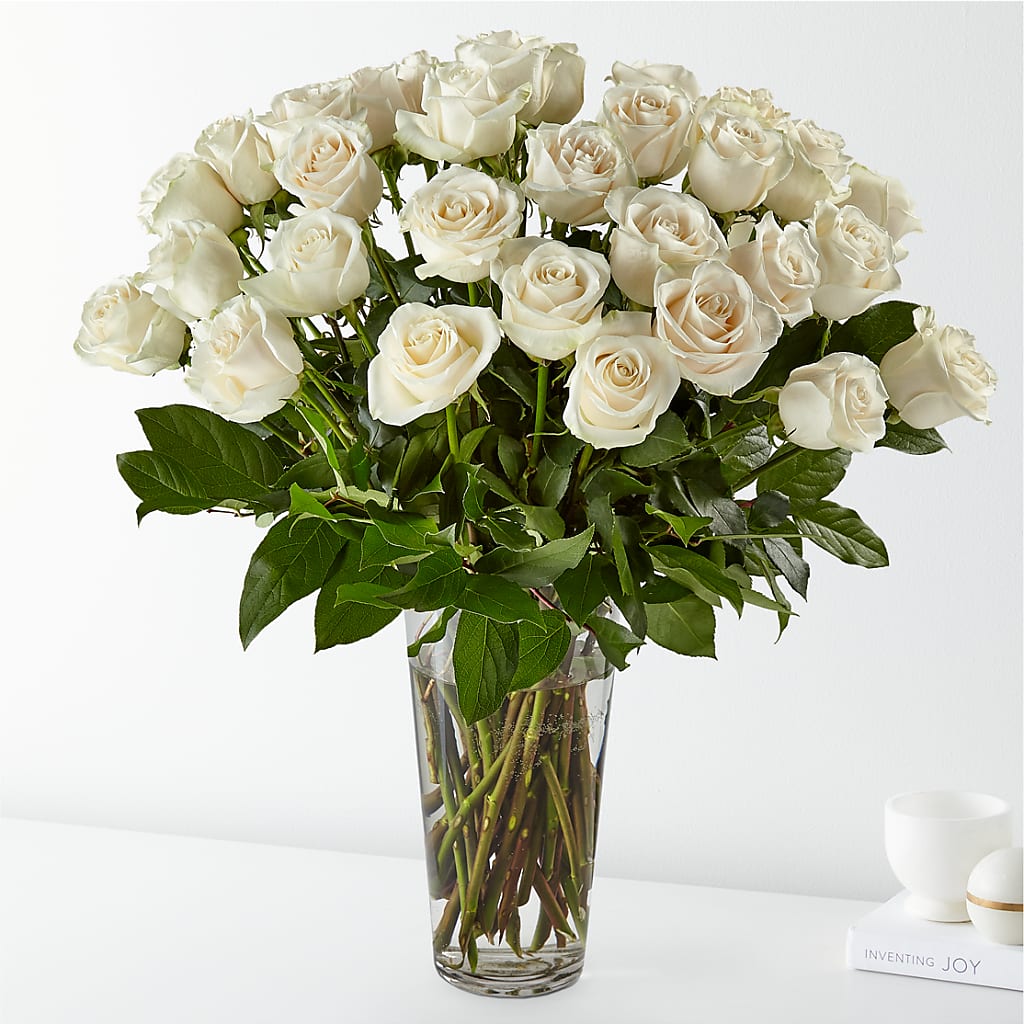 Long Stem White Rose Bouquet – Elikonia Flores Y Eventos, San Juan PR