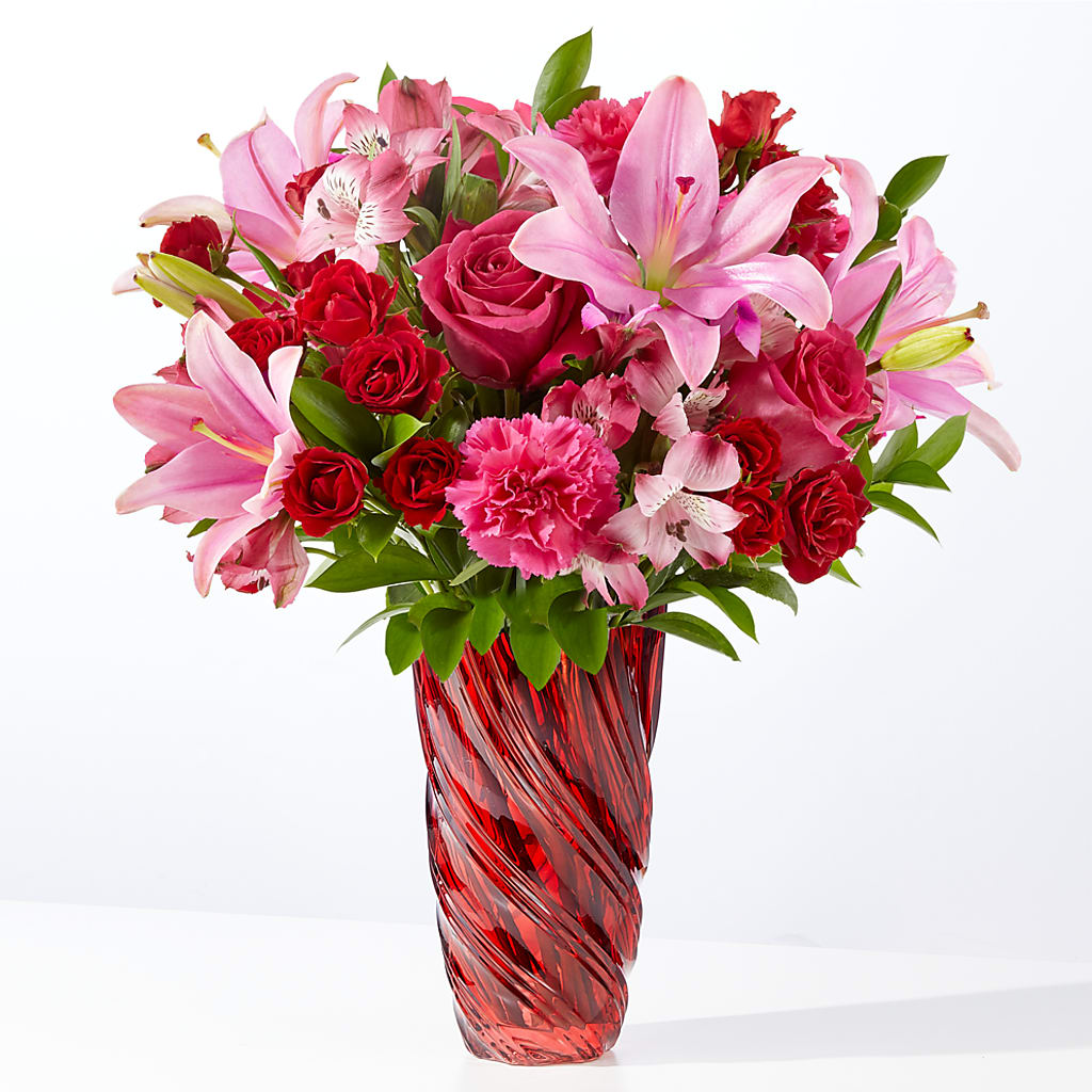 In Love Bouquet with Luxe Swirl Vase – Elikonia Flores Y Eventos, San Juan PR
