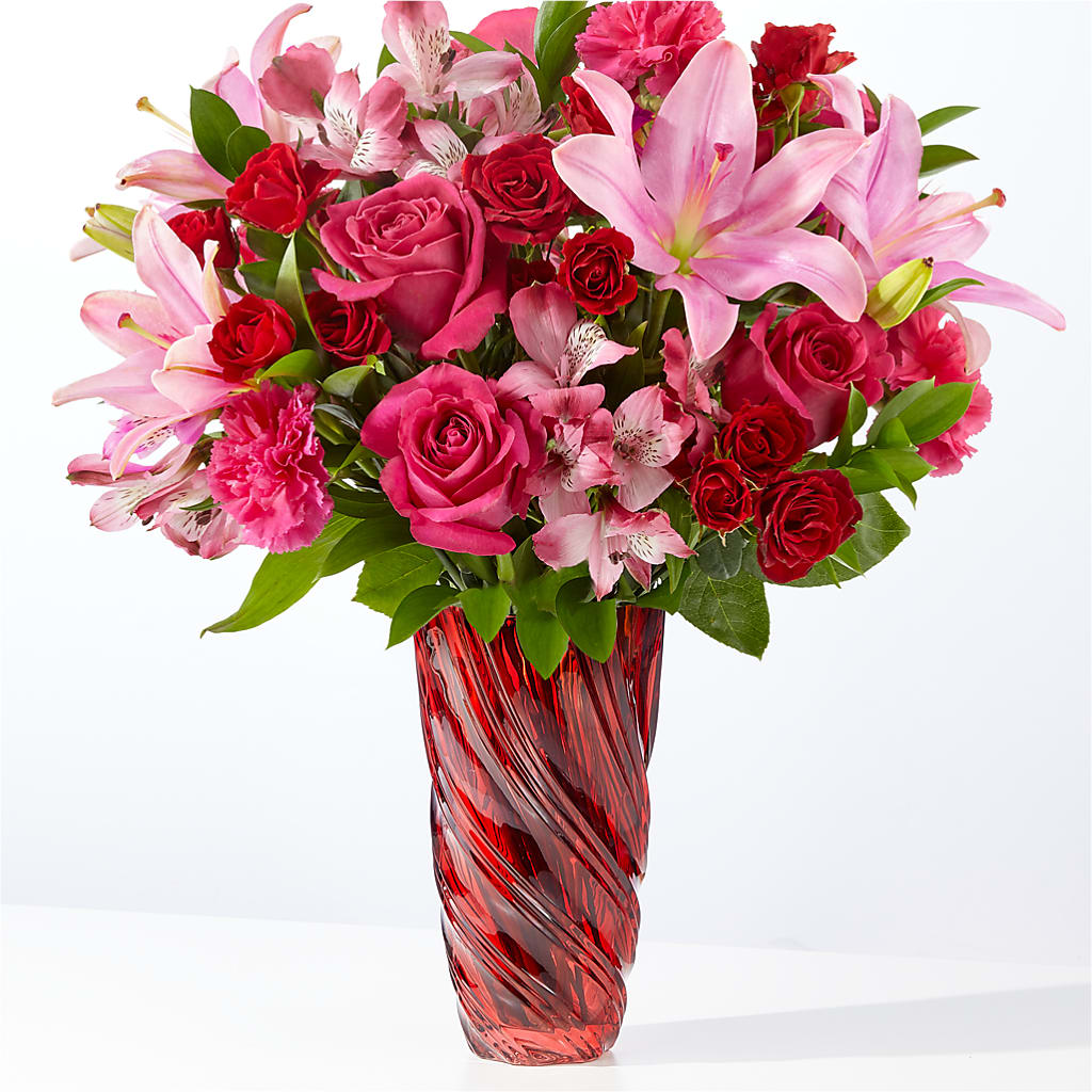 In Love Bouquet with Luxe Swirl Vase – Elikonia Flores Y Eventos, San Juan PR