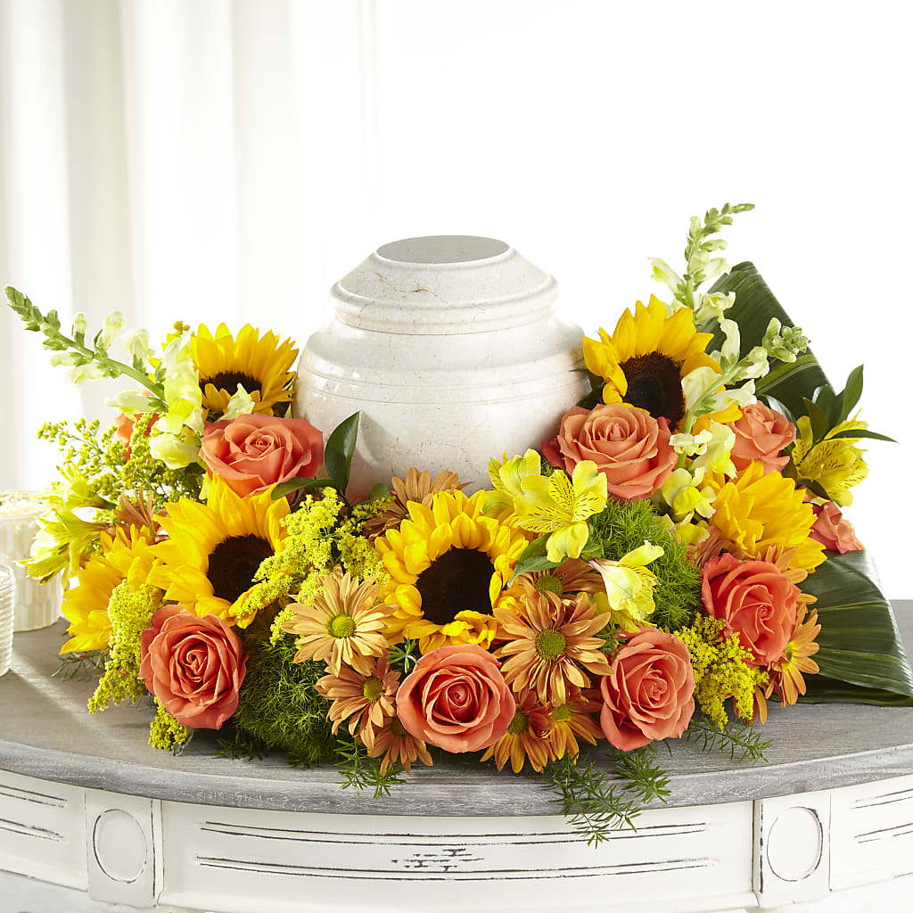 Faithful Sunflower Cremation Adornment – Elikonia Flores Y Eventos, San Juan PR