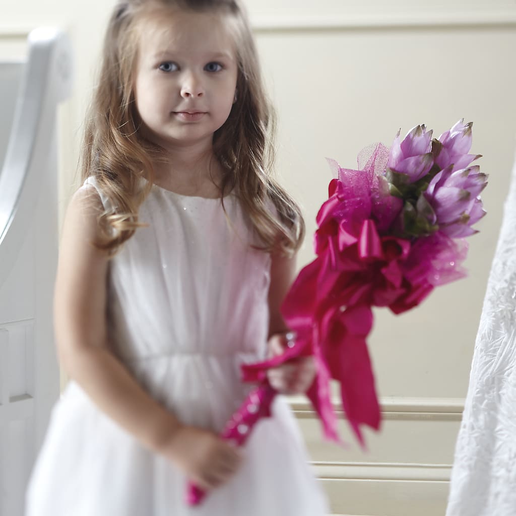 Sparkle Pink Flower Girl Bouquet – Elikonia Flores Y Eventos, San Juan PR