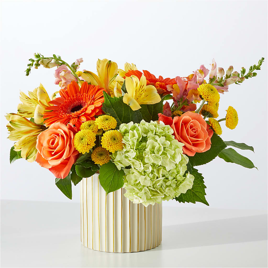Autumn Sunshine Bouquet with Ivory Vase –  Elikonia Flores Y Eventos, San Juan PR