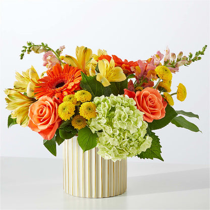 Autumn Sunshine Bouquet with Ivory Vase –  Elikonia Flores Y Eventos, San Juan PR