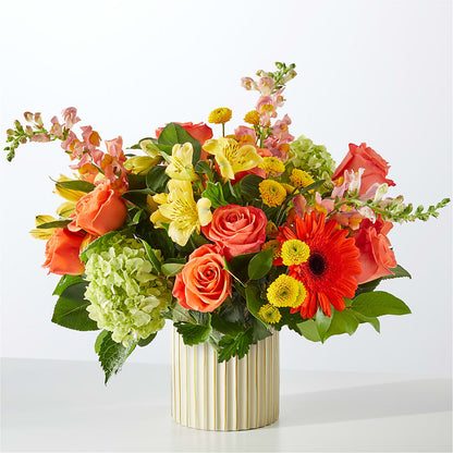Autumn Sunshine Bouquet with Ivory Vase –  Elikonia Flores Y Eventos, San Juan PR