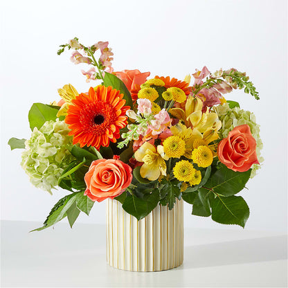 Autumn Sunshine Bouquet with Ivory Vase –  Elikonia Flores Y Eventos, San Juan PR
